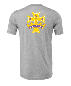 Alternative view of Bella Canvas Heather Color Tees - CDA Pocket Gold Cross Back Design