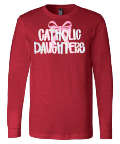 Bella Canvas Long Sleeve Solid Color Tees - Catholic Daughters Pink Bow