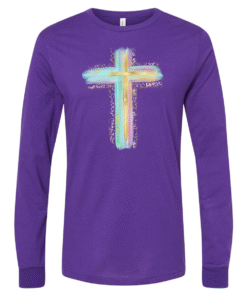 Bella Canvas Long Sleeve Solid Color Tees - Water Color Cross