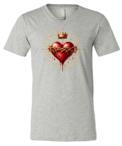 Bella Canvas Heather Color V-Neck Tees - Heart Of Christ