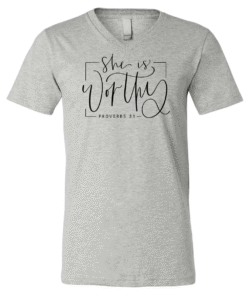 Bella Canvas Heather Color V-Neck Tees - She Is Worthy