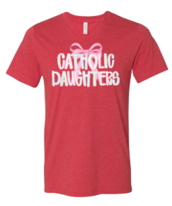 Bella Canvas Heather Color V-Neck Tees - CDA Pink Bow