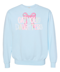 Comfort Colors Sweatshirt  - Catholic Daughters Pink Bow